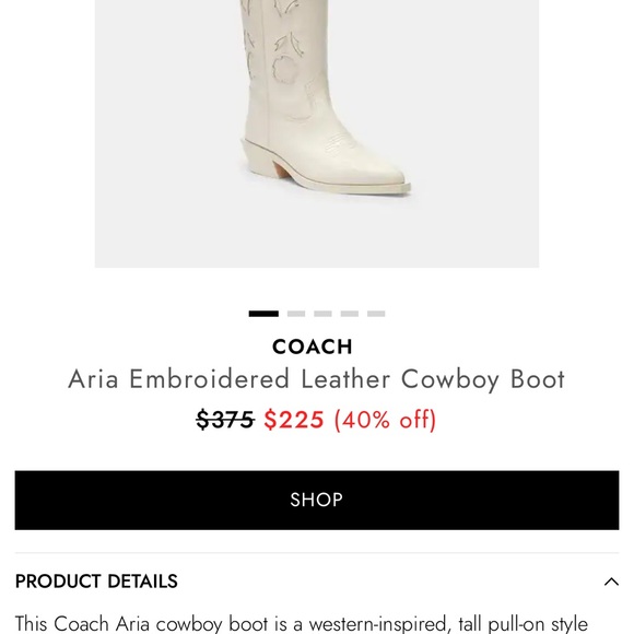 Coach Aria Chalk Floral Embroidered Women's Boots - Picture 4 of 8